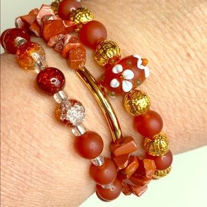 Lamp work glass bead bracelet set (a1022) New